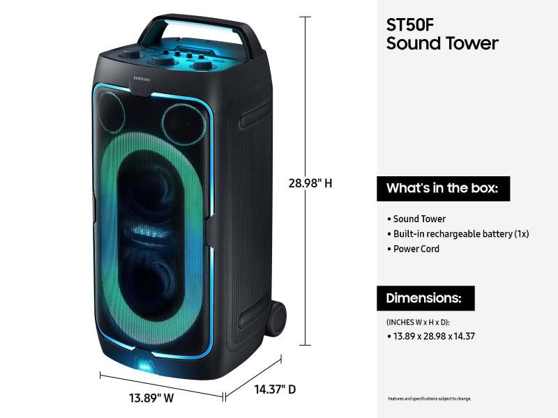 Samsung Sound Tower Portable Party Speaker w/ Built-In Battery - MX-ST50F/ZC