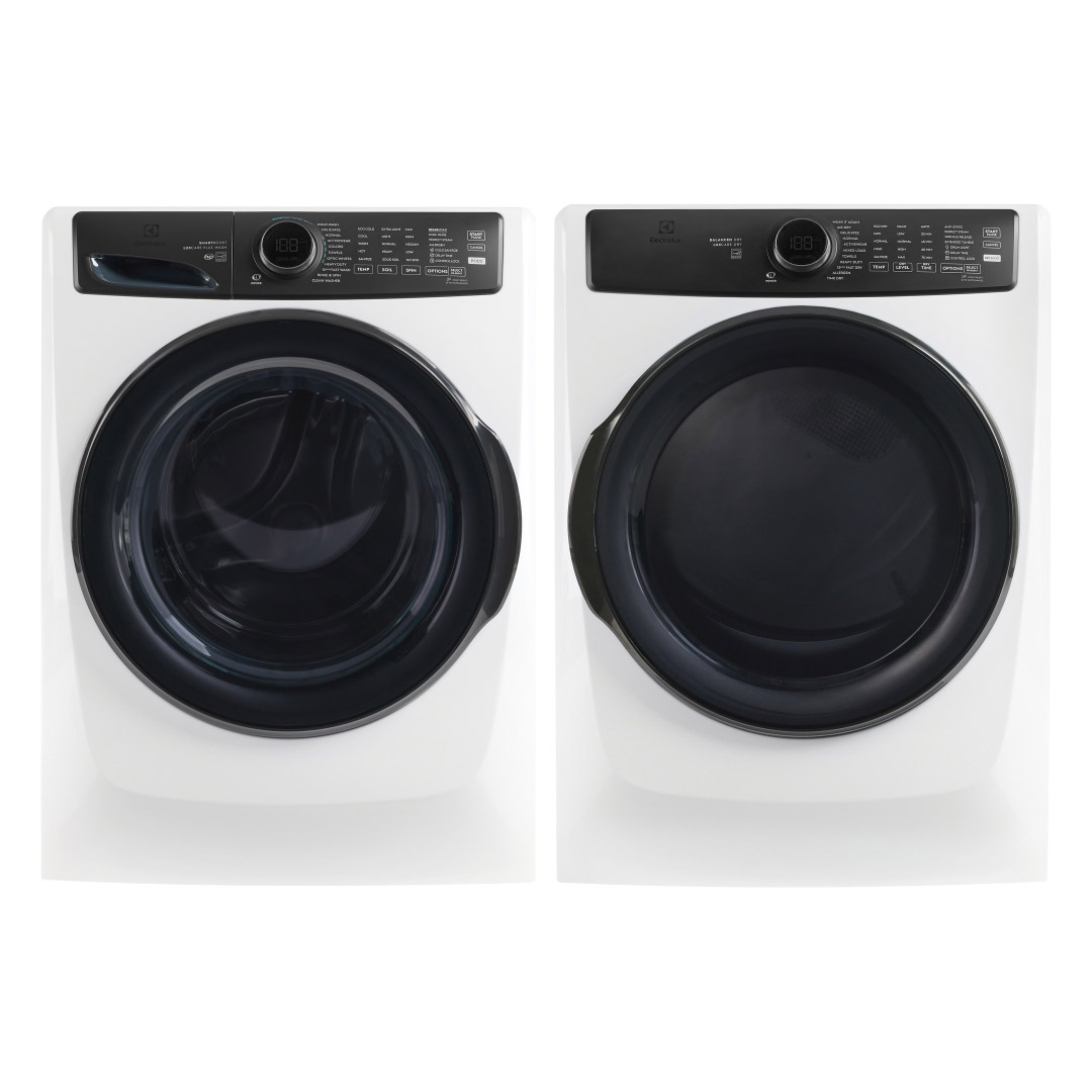 27" Electrolux 5.2 Cu. Ft. Front Load Washer and 8.0 Cu. Ft. Electric Dryer - ELFW7738AW-ELFE773CAW
