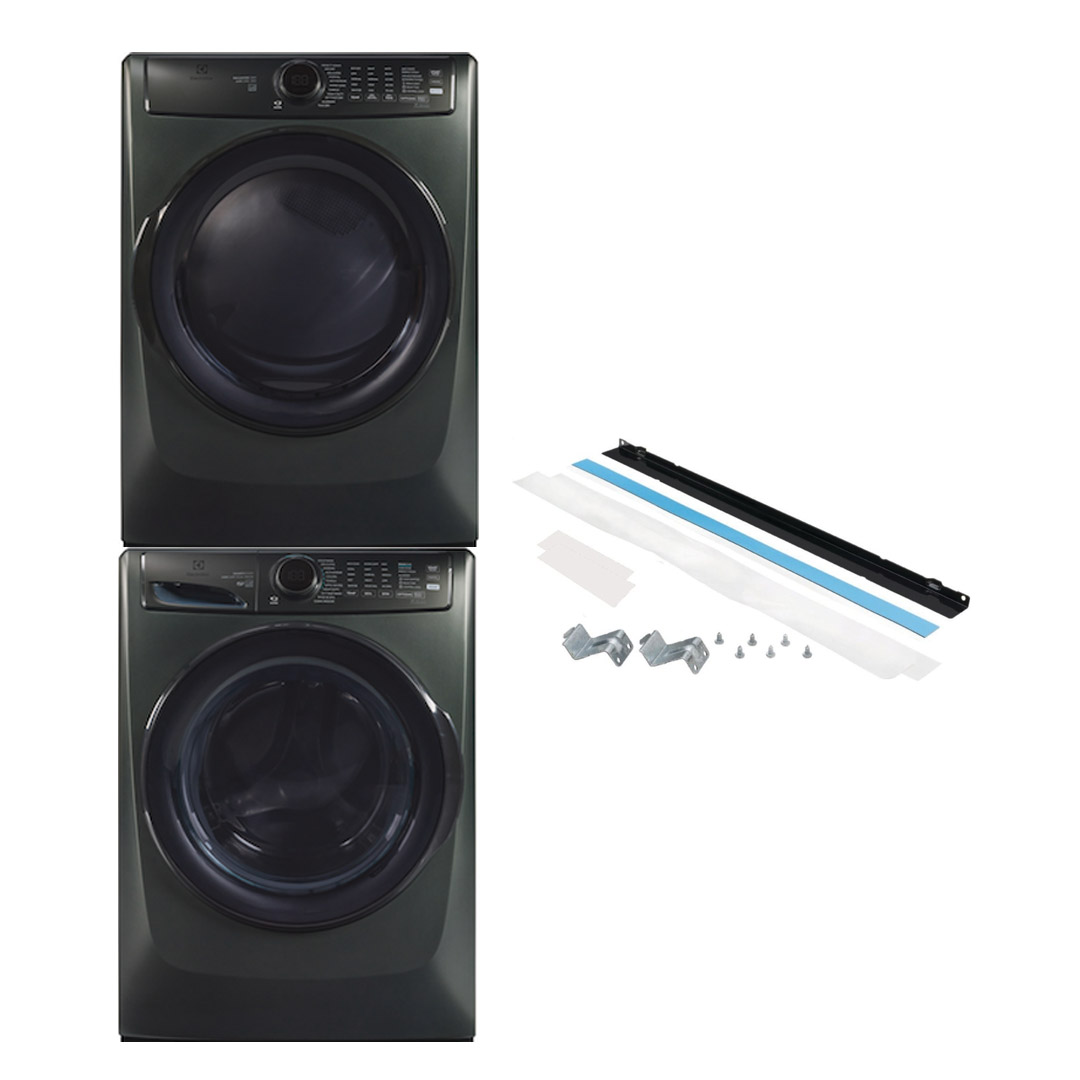 27" Electrolux 5.2 Cu. Ft. Front Load Washer 8.0 Cu. Ft. Electric Dryer and Stacking Kit - STACKIT7X-ELFW7738AA-ELFE773CAA