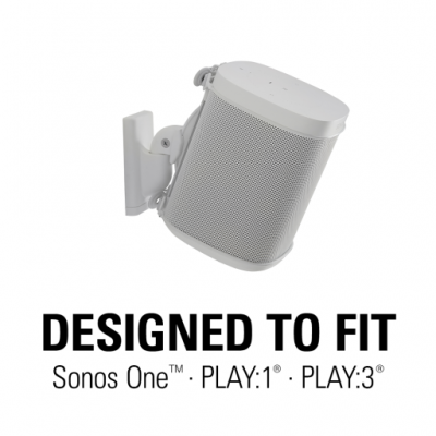 Sanus Wireless Speaker Swivel and Tilt Wall Mounts designed for Sonos ONE, Sonos One SL, Play:1, and Play:3 -  WSWM21-W1