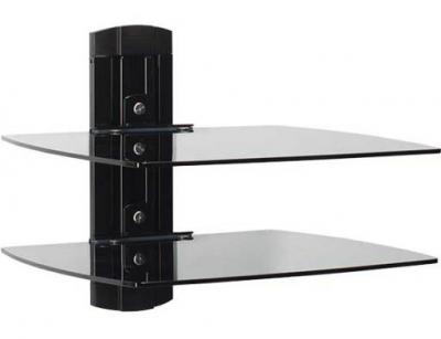 Sanus Tempered Glass On-Wall AV Component Shelves With Two Height Adjustable Shelves - VF3012-B1