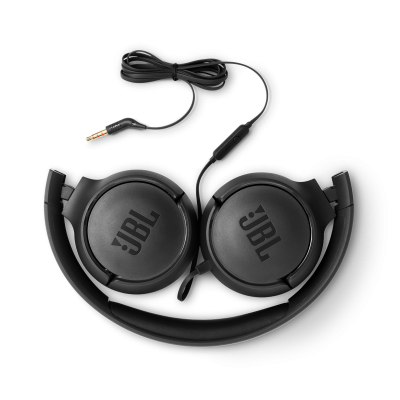 JBL Tune 500 Wired On-Ear Headphones In Black - JBLT500BLKAM