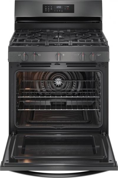 30" Frigidaire Gas Range with Air Fry in Black Stainless Steel - FCRG3083AD