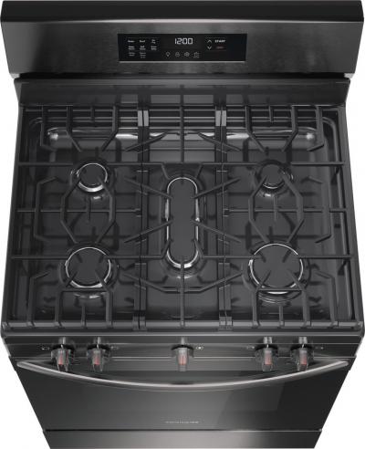 30" Frigidaire Gas Range with Air Fry in Black Stainless Steel - FCRG3083AD